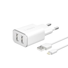 Сетевое зарядное устройство Deppa 2 USB 2,4A White