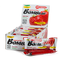 Батончик протеиновый Bombbar (коробка 20 шт.), Клубника