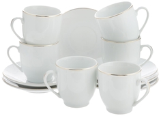 Кофейный набор Lorane 25609 Белый, золотистый Loraine