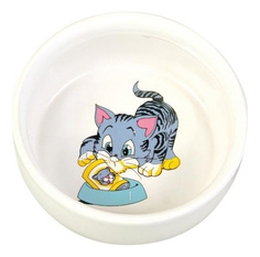 Одинарная миска для кошек TRIXIE, керамика, белый, 0.3 л