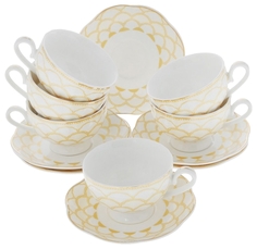 Кофейный сервиз Lorane 26444-1 Белый, розовый, золотистый Loraine