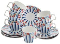 Кофейный набор Lorane 24754 Синий, голубой, белый, красный Loraine