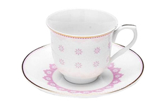 Кофейный сервиз Lorane 26437-2 Белый, розовый, золотистый Loraine