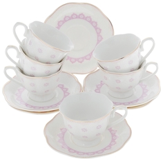 Кофейный сервиз Lorane 26445-2 Белый, розовый, золотистый Loraine