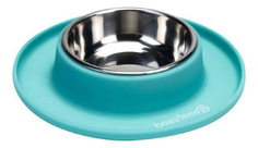 Одинарная миска для кошек и собак Beeztees, металл, силикон, серебристый, голубой, 0.3 л
