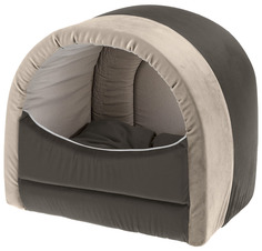 Домик для кошек Ferplast Majesty 40x34x36 см серый с бежевым велюр
