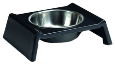 Одинарная миска для кошек и собак I.P.T.S, сталь, пластик, серебристый, черный, 0.16 л