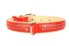 Ошейник "CoLLaR brilliance" со стразами маленькими (ширина 25мм, длина 38-49см) красный