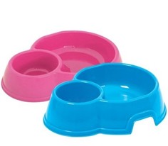 Двойная миска для кошек и собак Georplast, пластик, голубой, розовый, 0.8 л