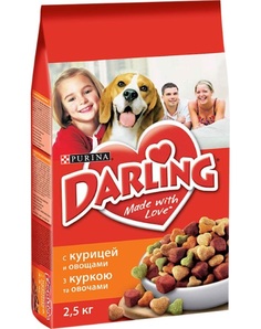 Сухой корм для собак Darling, злаки, курица, овощи, 2,5кг