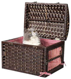 Переноска для домашнего питомца Doglemi плетеная Сундук темно-коричневый