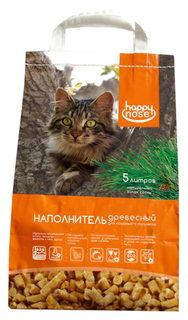 Древесный наполнитель туалета для животных Happy Nose 5 л