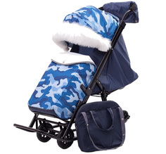 Санки-коляска Pikate Military Синий