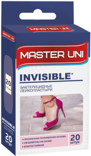 Пластырь Master Uni Invisible бактерицидный на прозрачной полимерной основе 20 шт.
