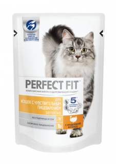 Влажный корм для кошек Perfect Fit Sensitive, индейка, 24шт, 85г