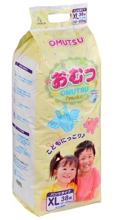 Подгузники-трусики Omutsu XL (12-22 кг), 38 шт.