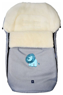 Спальный мешок в коляску Womar №S77 Exlusive Lion Melange fabric Светло-серый