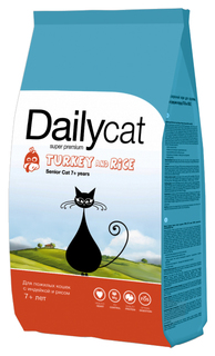 Сухой корм для кошек Dailycat Senior, для пожилых, индейка с рисом, 1,5кг