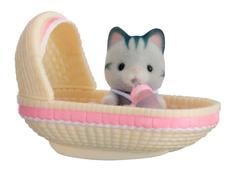 Игровой набор sylvanian families младенец в пластиковом сундучке (котенок в люльке)