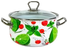 Кастрюля Interos 3033 3,1 л Белый, зеленый Интерос