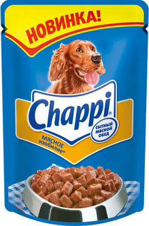 Влажный корм для собак Chappi Сытный мясной обед, мясо, 24шт, 100г