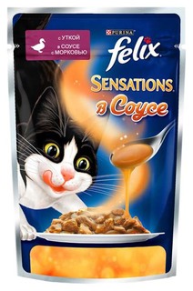 Влажный корм для кошек Felix Sensation, утка, 24шт, 85г