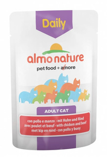 Влажный корм для кошек Almo Nature Daily, говядина, курица, 70г