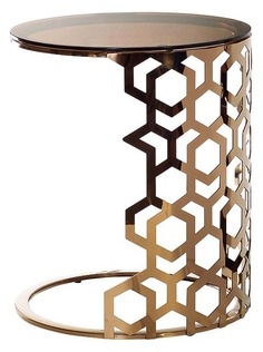 Журнальный стол Garda Decor 60х50х50 см, золотистый/розовый