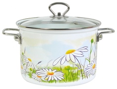 Кастрюля Лысьвенские эмали Ромашка С-1615САП4/6ДР Белый, зеленый, желтый