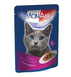Влажный корм для кошек MonAmi Delicious, кролик в соусе, 85г