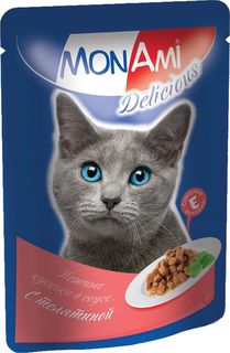 Влажный корм для кошек MonAmi Delicious, телятина в соусе, 85г