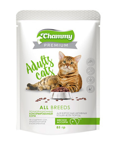 Влажный корм для кошек Chammy Premium, мясное ассорти, 85 г