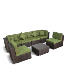 Плетеный модульный диван YR822BG Brown/Green Afina