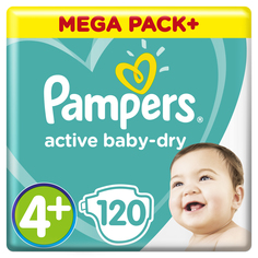 Подгузники Pampers Active Baby-Dry 9-16 кг, 4+ размер, 120 шт.