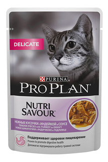 Влажный корм для кошек PRO PLAN Nutri Savour Delicate, индейка, 85г