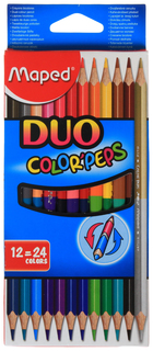 Карандаши цвет.COLORPEPS DUO, двусторон.наб.12шт/24цв.MAPED