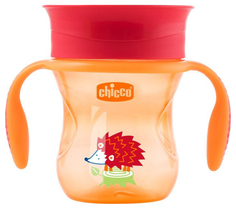 Чашка-поильник Chicco Perfect Cup носик 360, 266 мл, Красный с ёжиком