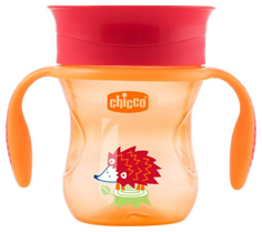 Чашка-поильник Chicco Perfect Cup носик 360, 266 мл, Красный с ёжиком