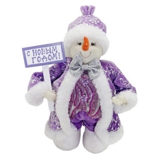 Кукла снеговик 20 см под елку фиолетовый Новогодняя сказка 972436