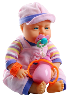 Пупс chubby baby с пустышкой и бутылочкой 40 см Bondibon Д41792