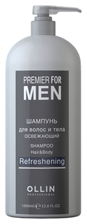 Шампунь Ollin Premier For Men Shampoo Hair Body Refreshening 1000 мл