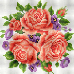Мозаика на подрамнике Белоснежка Розы и фиалки, 20 х 20 см