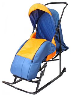 Санки-коляска Galaxy Snow Luxe Круги на черном