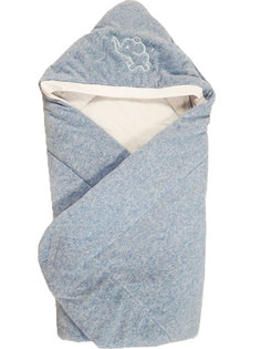Конверт-одеяло Папитто велюр с вышивкой Голубой меланж 2157