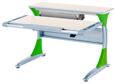 Ученический стол Comf-Pro Гарвард с ящиком 00045-5 Беленый Дуб/Зеленый