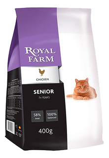 Сухой корм для кошек ROYAL FARM Senior, для пожилых, курица, 0,4кг