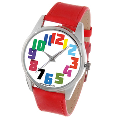 Часы Mitya Veselkov Цветные числа (красный) Color-129