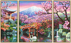 Раскраска-триптих по номерам Schipper «Цветущая вишня» на картоне 50 х 80 см
