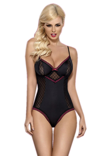 Соблазнительное боди с клетчатыми деталями и узором из цветочков (S-M) Obsessive