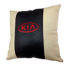 Декоративная подушка из экокожи с логотипом KIA Россия